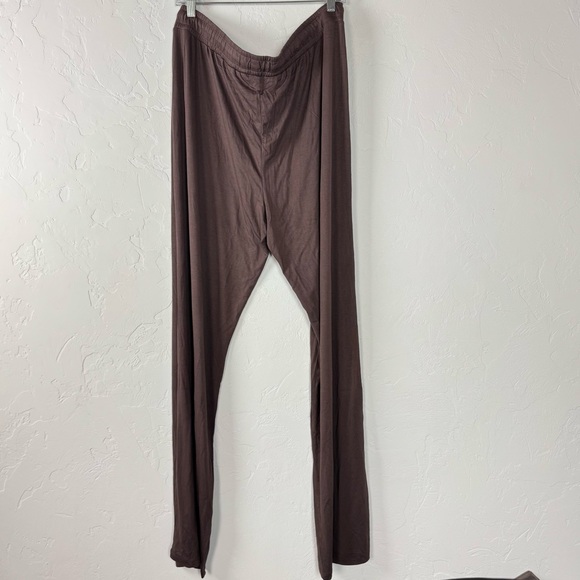 Nuuds‎ PJ Pajama Pants Sleep Lounge Soft Knit Dark Brown Tie Waist Pull On Rayon - Picture 2 of 7